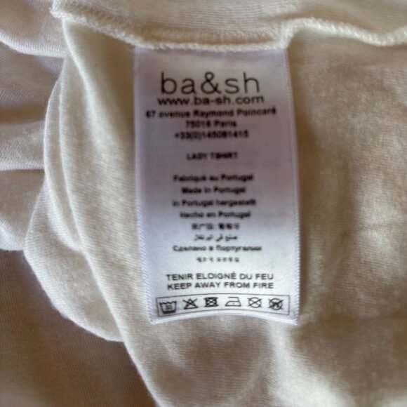 ba&sh Paris Cream Drape Neck Lady Tee Top | Size 3 (L) | Modal Blend - Picture 7 of 9